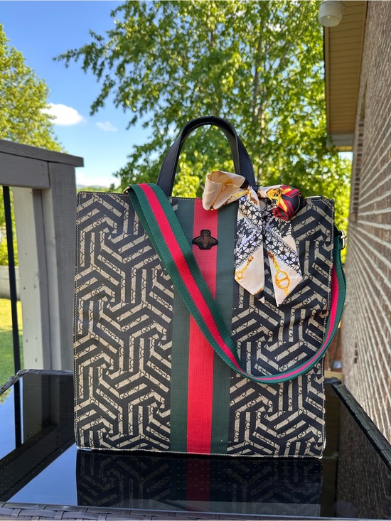 Gucci Handbags - GUCCI Convertible Soft Open Tote Caleido GG Coated Canvas